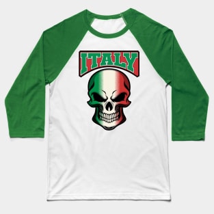 ITALY FLAG IN A SKULL EMBLEM Baseball T-Shirt